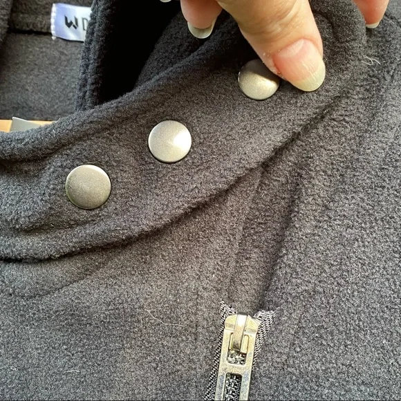 Black Fitted Fleece Moto Jacket with Hood Size Large Soft Biker Jacket - Picture 4 of 8